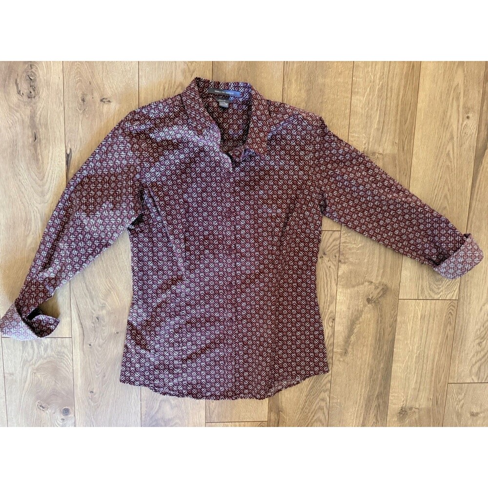 Women’s Eddie Bauer Wrinkle Free Shaped Fit Button Up Shirt Medium Tall Cotton